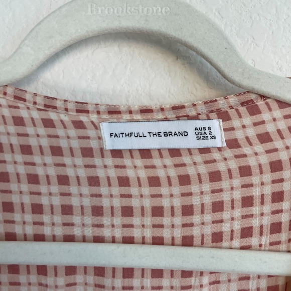 Faithfull the Brand Revolve Maple Pink Plaid Cut Out Midi Dress - Picture 10 of 15